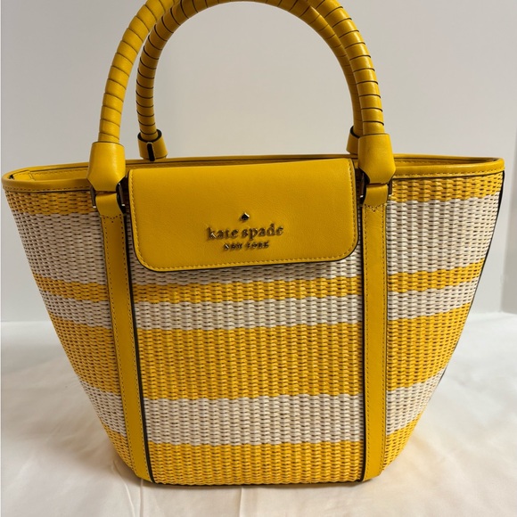 kate spade Handbags - Kate Spade New York Cruise Medium Striped Straw Tote